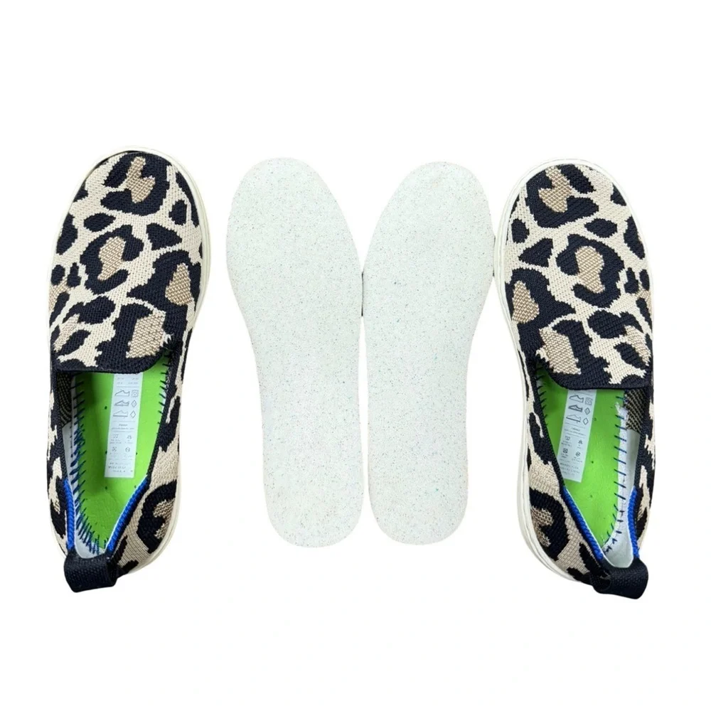 ROTHY'S The Original Slip On Sneakers in Desert Cat Leopard Print Size 3 Girl's